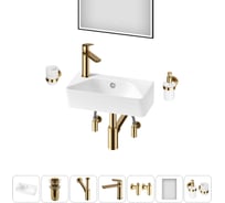 Комплект Wellsee 7 в 1 Lavinia Boho Bathroom Sink накладная/подвесная раковина 40x22 см 20219813R