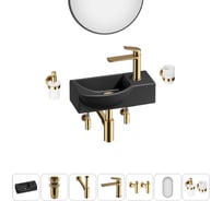 Комплект Wellsee 7 в 1 Lavinia Boho Bathroom Sink накладная/подвесная раковина 40x23 см 20219624R