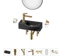 Комплект Wellsee 7 в 1 Lavinia Boho Bathroom Sink накладная/подвесная раковина 40x23 см 20219610R