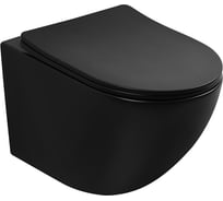 Унитаз подвесной ABBER Bequem черный матовый, безободковый, смыв торнадо AC1100TMB