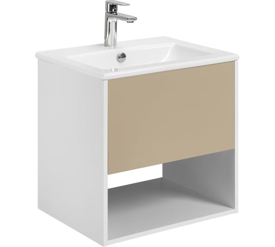 Тумба AQUATON Форм 60 белый глянец, без фасада, Раковина Элина 60 1A2883W1A4010