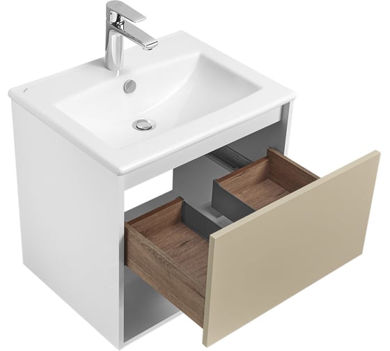 Тумба AQUATON Форм 60 белый глянец, без фасада, Раковина Элина 60 1A2883W1A4010