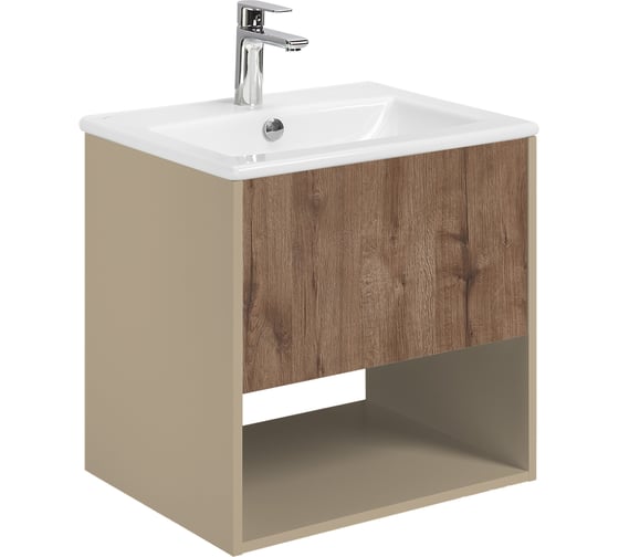 Тумба AQUATON Форм 60 капучино, без фасада, Раковина Элина 60 1A2883W1A44A0