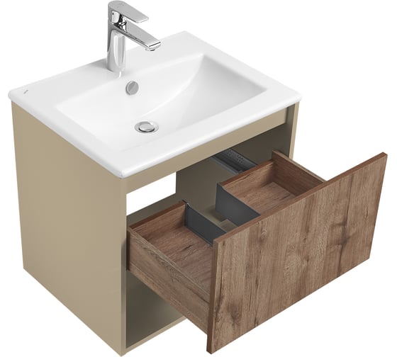 Тумба AQUATON Форм 60 капучино, без фасада, Раковина Элина 60 1A2883W1A44A0