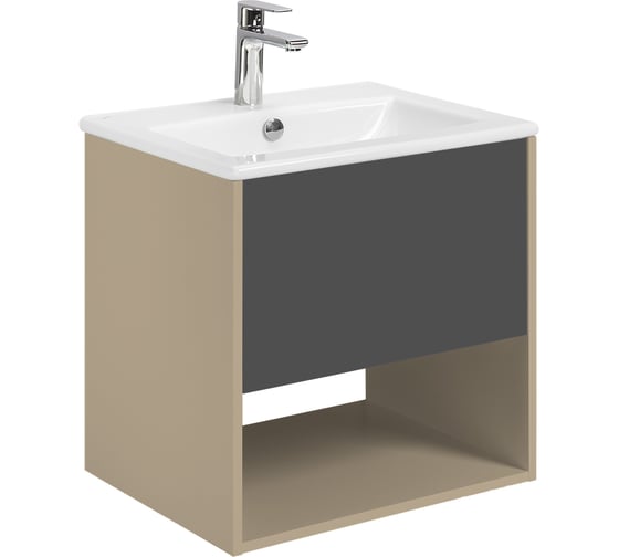 Тумба AQUATON Форм 60 капучино, без фасада, Раковина Элина 60 1A2883W1A44A0
