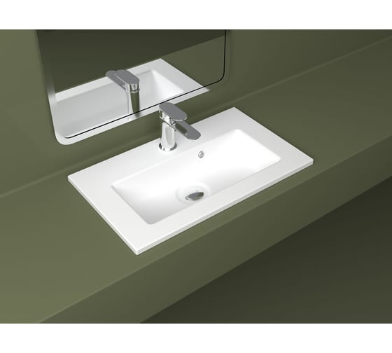 Раковина керамическая DOM Interio 60 см, для тумбы или столешницы MINI MIN610360145.chr