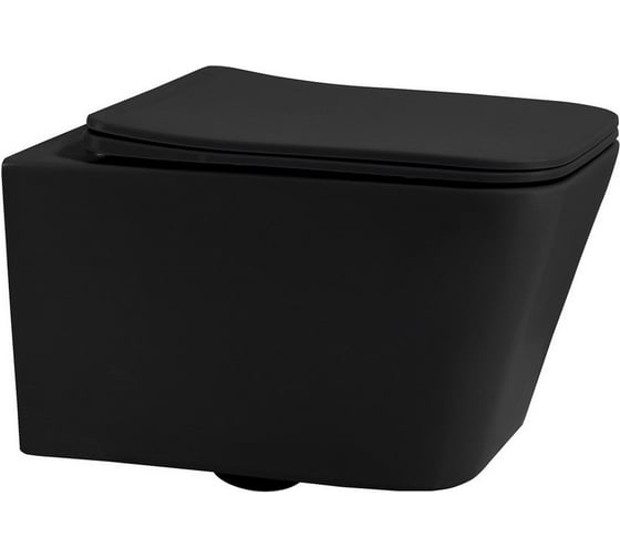 Комплект подвесной унитаз ABBER Rechteck AC1201MB черный матовый с инсталляцией AC0105 и кнопкой AC0120MW белая матовая AC1201MB-AC0105-AC0120MW