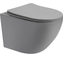 Унитаз подвесной ABBER Bequem серый матовый, безободковый, смыв торнадо AC1101TMG