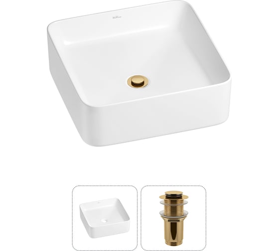 Набор 2 в 1 Wellsee Mint накладная раковина 37x37 см, состоит из 338101000, 182 20212451R 1