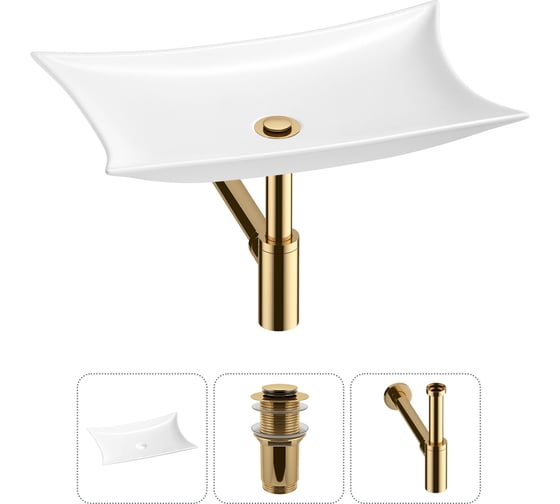 Комплект 3 в 1 Wellsee Bathroom Sink накладная раковина 59x39 см, состоит из 3331111 20215293R 1
