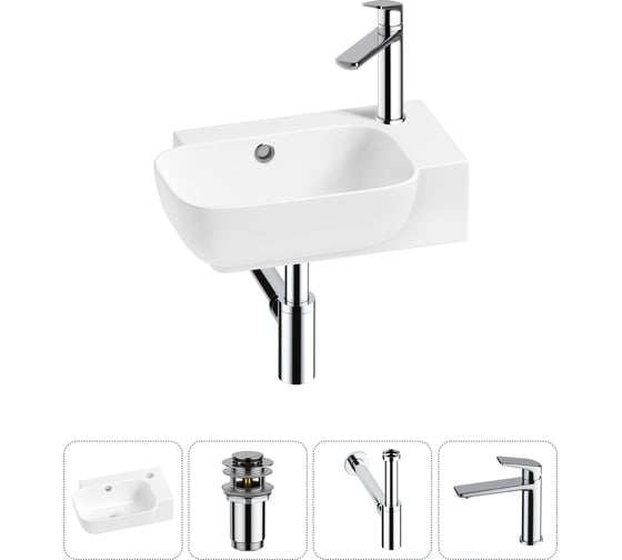 Комплект 4 в 1 Wellsee Bathroom Sink накладная/подвесная раковина 40x24 см, состоит 20216365R