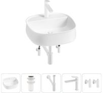 Комплект 5 в 1 Wellsee Bathroom Sink накладная раковина 42x42 см, состоит из 3331108 20215491R