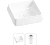 Комплект 2 в 1 Wellsee Bathroom Sink накладная раковина 38x38 см, состоит из 3331110 20215415R