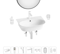 Комплект 7 в 1 Wellsee Bathroom Sink накладная/подвесная раковина 55x43 см, состоит 20219940R