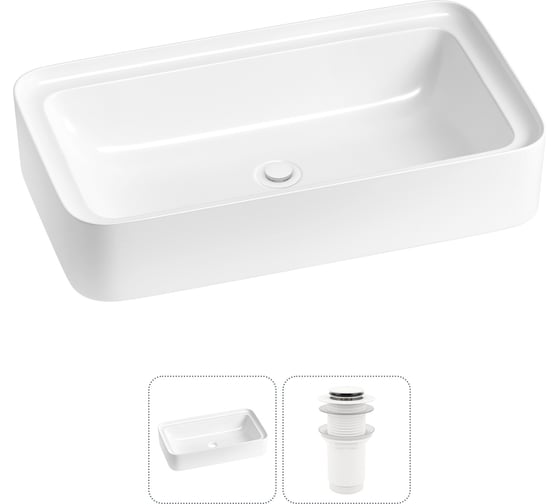 Комплект 2 в 1 Wellsee Bathroom Sink накладная раковина 75x40 см, состоит из 3331109 20215335R