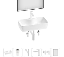 Комплект 6 в 1 Wellsee Bathroom Sink накладная раковина 54x30 см, состоит из 3331110 20219356R