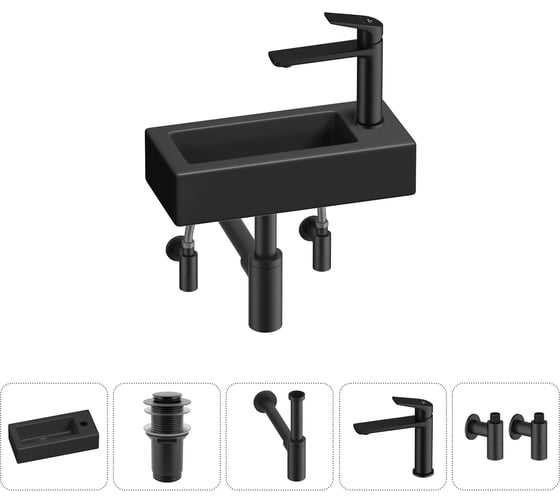 Комплект 5 в 1 Wellsee Bathroom Sink накладная/подвесная раковина 37x18 см состоит 20215879R 1