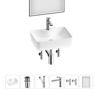 Комплект 6 в 1 Wellsee Bathroom Sink накладная раковина 48x37 см состоит из 3331110 20219345R