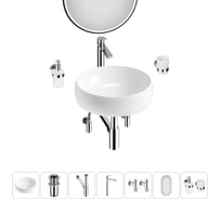 Комплект 7 в 1 Wellsee Bathroom Sink накладная раковина 36x36 см состоит из 3331108 20219237R