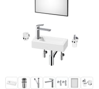 Комплект 7 в 1 Wellsee Bathroom Sink накладная/подвесная раковина 37x18 см состоит 20219531R