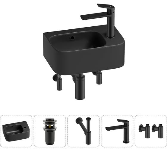 Комплект 5 в 1 Wellsee Bathroom Sink накладная/подвесная раковина 37x25 см состоит 20216579R