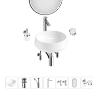 Комплект 7 в 1 Wellsee Bathroom Sink накладная раковина 38x38 см состоит из 3331110 20219413R