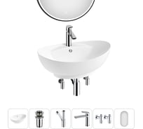 Комплект 6 в 1 Wellsee Bathroom Sink накладная раковина 59x39 см состоит из 3331110 20219289R