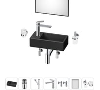 Комплект 7 в 1 Wellsee Bathroom Sink накладная/подвесная раковина 40x20 см состоит 20219594R