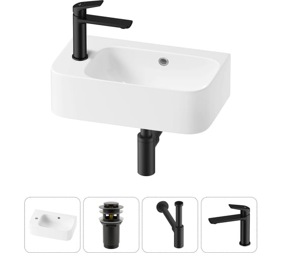 Комплект 4 в 1 Wellsee Bathroom Sink накладная/подвесная раковина 45x27 см состоит 20216478R 1