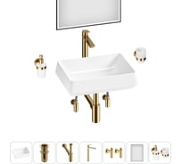 Комплект 7 в 1 Wellsee Bathroom Sink накладная раковина 50x38 см состоит из 3331111 20219439R