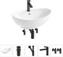 Комплект 5 в 1 Wellsee Bathroom Sink накладная раковина 59x39 см состоит из 3331110 20215156R