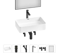 Комплект 6 в 1 Wellsee Bathroom Sink накладная раковина 60x39 см состоит из 3331110 20219338R