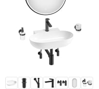 Комплект 7 в 1 Wellsee Bathroom Sink накладная/подвесная раковина 58x40 см состоит 20219286R