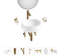 Комплект 7 в 1 Wellsee Bathroom Sink накладная раковина 38x38 см состоит из 3331110 20219415R