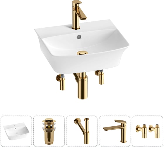 Комплект 5 в 1 Wellsee Bathroom Sink накладная/подвесная раковина 45x40 см состоит 20216763R 1