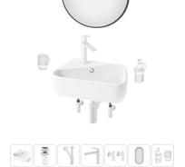 Комплект 7 в 1 Wellsee Bathroom Sink накладная/подвесная раковина 44x27 см состоит 20219884R