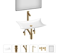 Комплект 6 в 1 Wellsee Bathroom Sink накладная раковина 59x39 см состоит из 3331111 20219363R