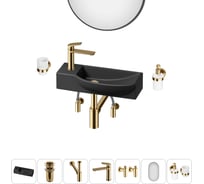 Комплект 7 в 1 Wellsee Bathroom Sink накладная/подвесная раковина 50x24 см состоит 20219666R