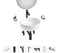 Комплект 7 в 1 Wellsee Bathroom Sink накладная раковина 36x36 см состоит из 3331108 20219238R