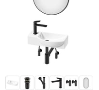 Комплект 6 в 1 Wellsee Bathroom Sink накладная/подвесная раковина 45x24 см состоит 20219626R