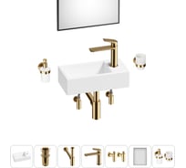 Комплект 7 в 1 Wellsee Bathroom Sink накладная/подвесная раковина 40x20 см состоит 20219575R