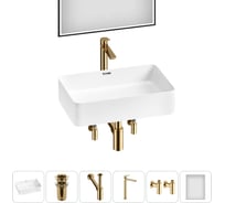 Комплект 6 в 1 Wellsee Bathroom Sink накладная раковина 55x37 см состоит из 3331110 20219331R