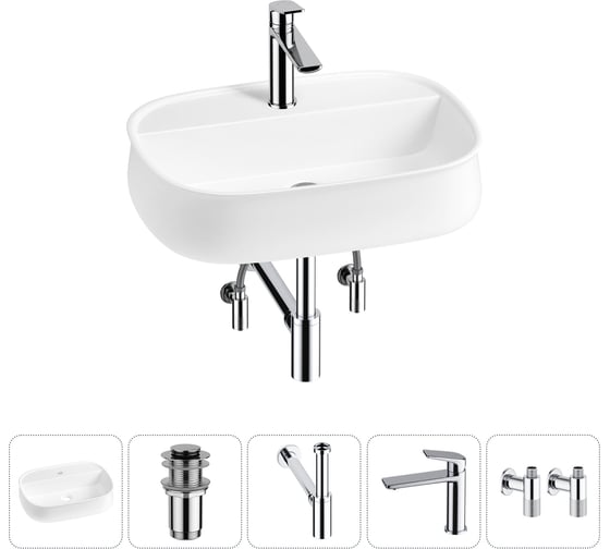 Комплект 5 в 1 Lavinia Boho Bathroom Sink накладная раковина 55x40 см состоит из 3331108 20215504R