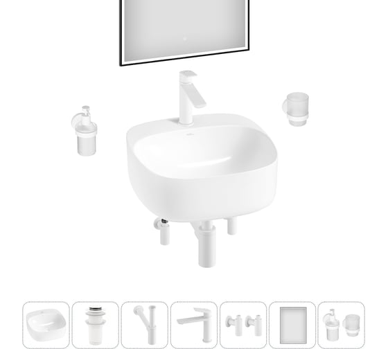 Набор Wellsee 7 в 1 Ideal накладная раковина 42x42 см 326901000, 18 20218682R
