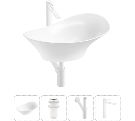 Комплект 4 в 1 Wellsee Lavinia Boho Bathroom Sink накладная раковина 56x33 см 3331111 20215359R
