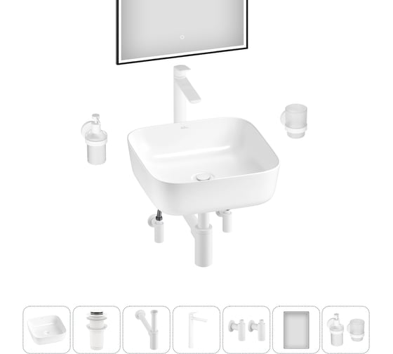 Набор Wellsee 7 в 1 Preen накладная раковина 39x39 см 329701000, 18 20218270R 1