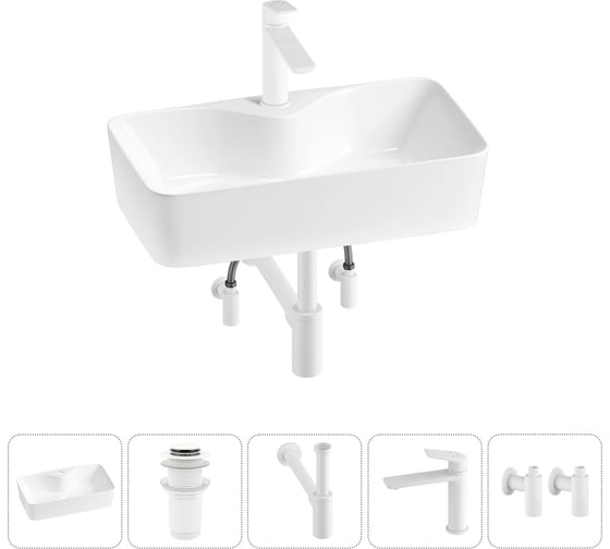 Комплект 5 в 1 Wellsee Lavinia Boho Bathroom Sink накладная раковина 54x30 см 3331110 20215286R