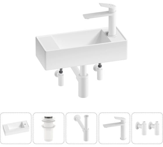 Комплект 5 в 1 Wellsee Lavinia Boho Bathroom Sink накладная/подвесная раковина 43x18 см 20216260R