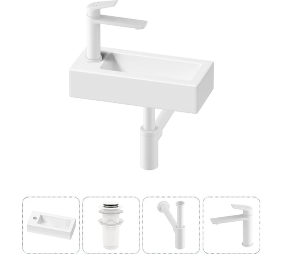 Комплект 4 в 1 Wellsee Lavinia Boho Bathroom Sink накладная/подвесная раковина 37x18 см 20215892R 1