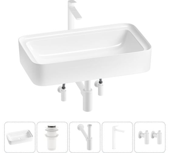 Комплект 5 в 1 Wellsee Lavinia Boho Bathroom Sink накладная раковина 75x40 см 3331109 20215347R 1